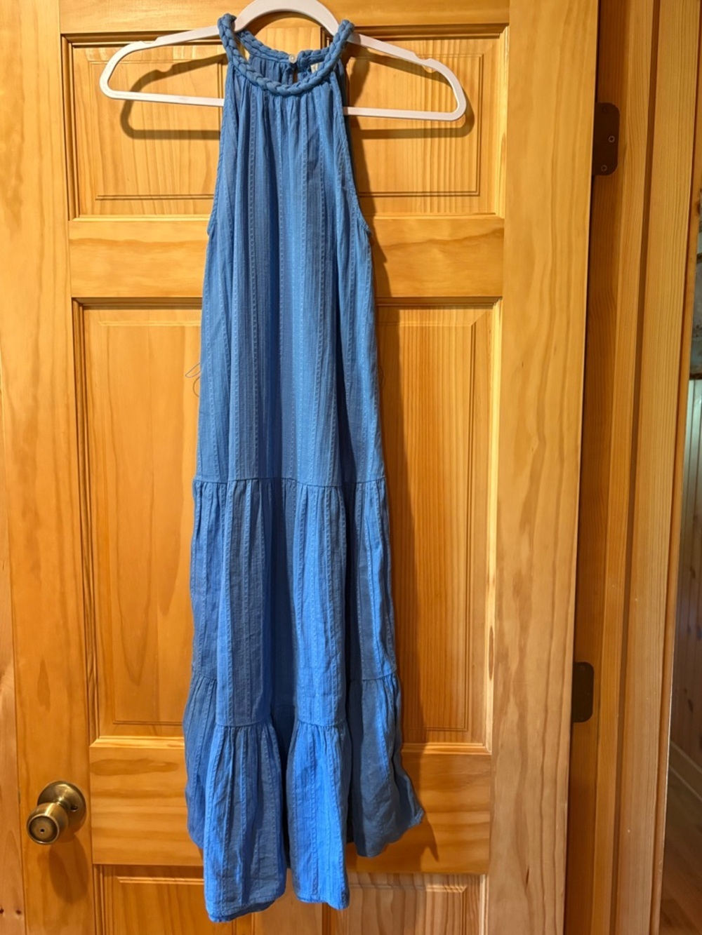 LOFT Beach blue tiered halter maxi dress women’s XXS